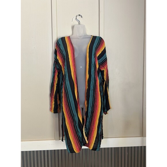 Rock Roll Cowgirl Womens Cardigan Medium Oversized Rainbow Festival Rodeo - Picture 1 of 10